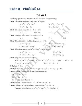 Toán 8  Phiếu bài tập số 13